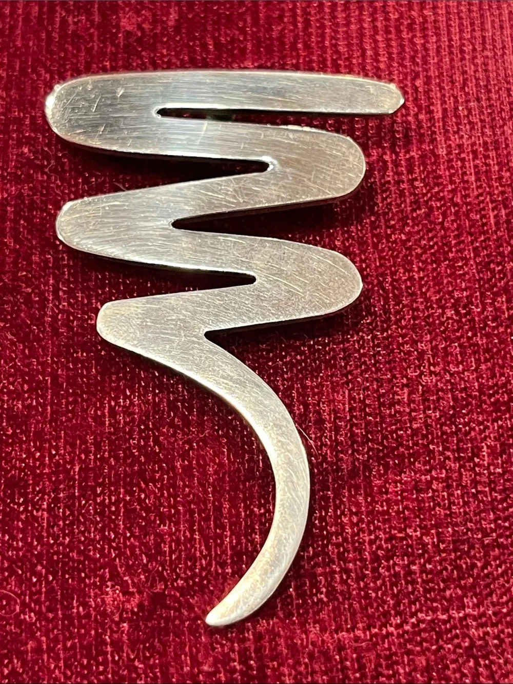 Vintage Mexico 925 Sterling Silver Modernist Zig Zag Brooch | TM-157
